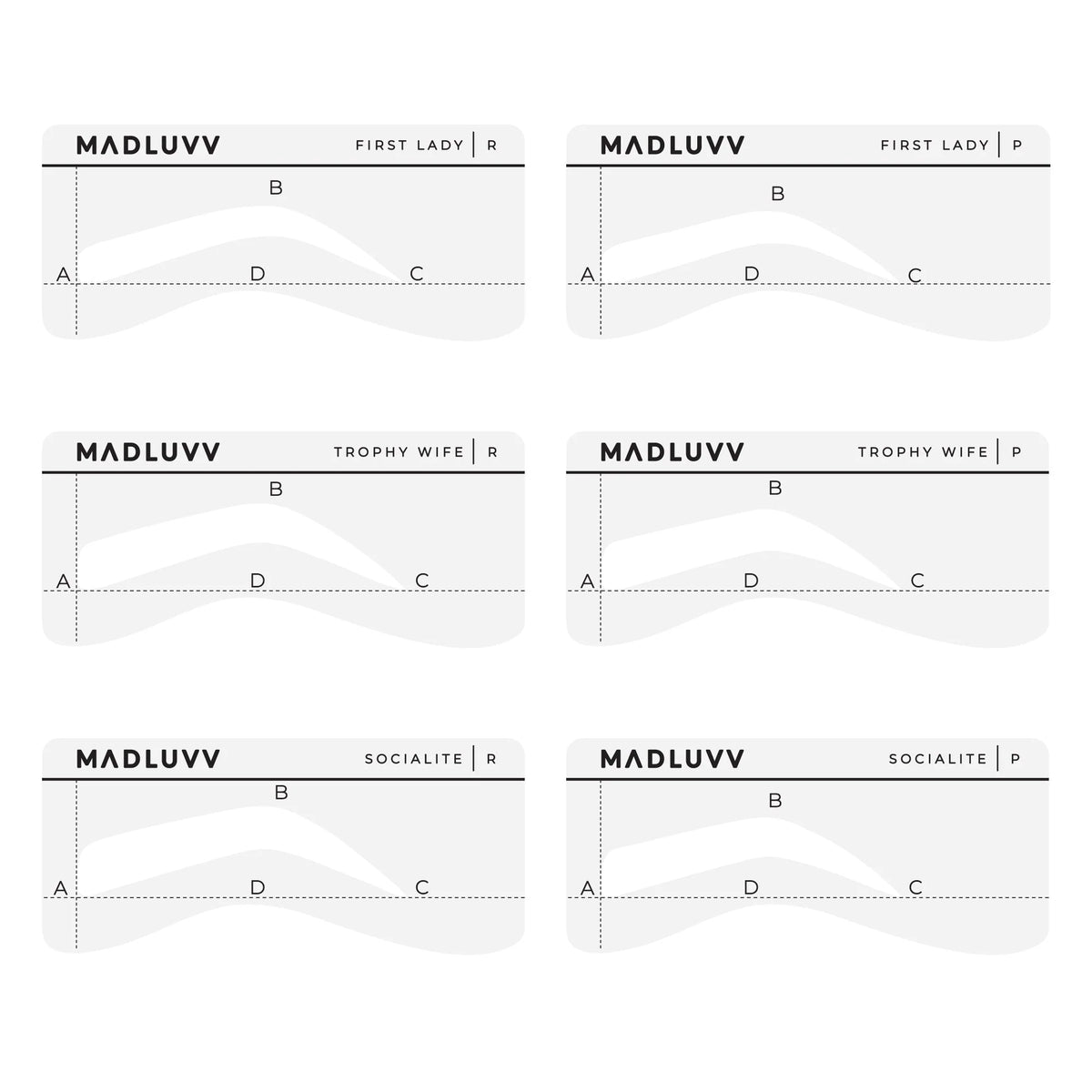 Madluvv Original 6 Stencil Eyebrow Shaping Set | Coastal Beauty Bar
